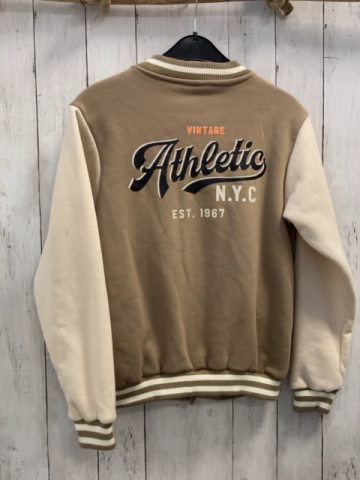   Sweatjacke   Gr. 158  sand creme Ärmel Schrft 