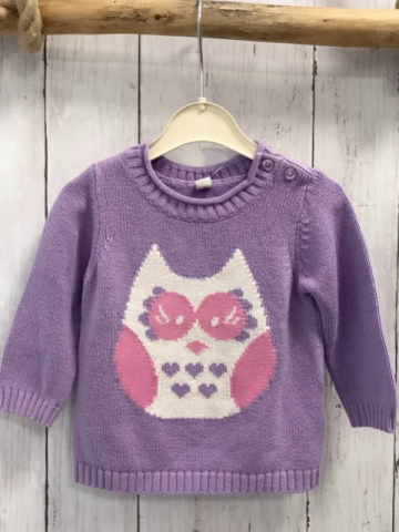 Esprit  Pullover  Gr. 68  lavendel weiß rosa Eule Strick