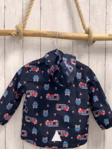  Regenjacke  Gr. 98  dunkelblau bunte Feuewehrfahrzeuge 