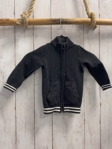 Strickjacke Gr. 80  grau weiße Streifen am Bund
