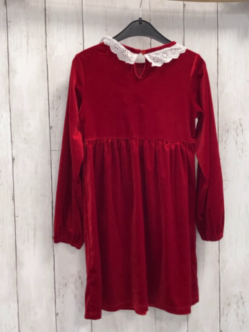 Sinsay  Kleid  Gr. 128  rot Samt weißer Kragen mit Lochstickerei 