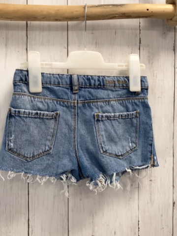 Zara  Shorts  Gr. 128  blau Jeans silber Steine Fransensaum