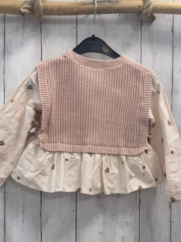 zara Bluse Gr. 104  rosa Blumen Strickpullunder