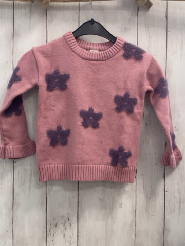  Pullover Gr. 104  rosa lila Blumen Strick