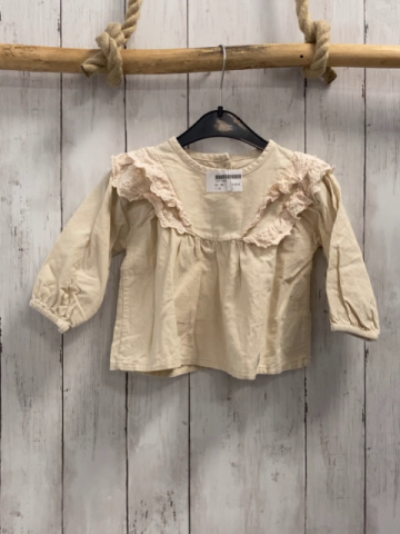   Bluse  Gr. 80  beige Kord Rüschen mit Lochstickerei 