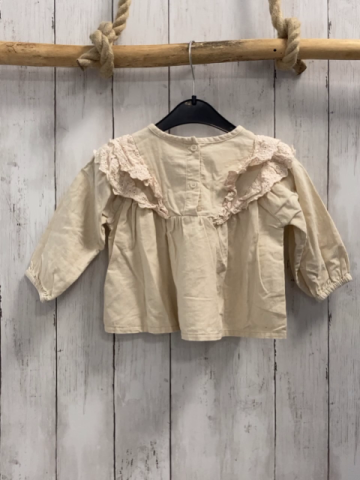   Bluse  Gr. 80  beige Kord Rüschen mit Lochstickerei 