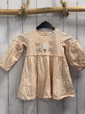Next  Kleid  Gr. 80  heller apricot ton schwarze Halbkreise Tiergesicht 