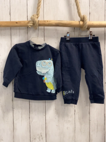 2tlg  Pullover + Jogginghose  Gr. 74  blau mint Monster + Schrift 