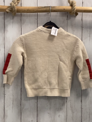 Zara  Pullover  Gr. 98  beige Rippen Strick rost Aufnäher auf den Ärmeln 