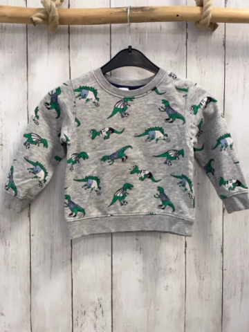 H&M  Pullover  Gr. 92  grau Krokodile mit Fußbällen 