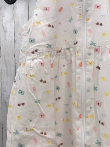 Pusblu 0,5 TOG Schlafsack Gr. 90cm  weiß bunte Motive ua Eiscreme