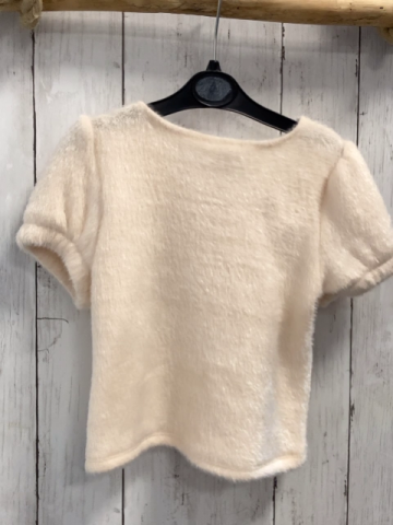 Rachel Zoe Pullunder Gr. 110  beige Strick schwarze Schleifen