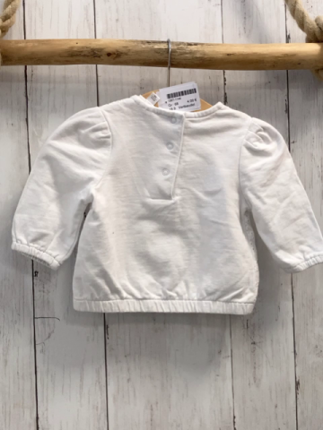 Vertbaudet  Langarmshirt  Gr. 68  weiß Vorderteil mit Lochstickerei