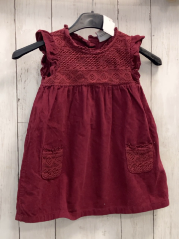   Kleid  Gr. 92  weinrot Kord gehäkelter Oberkörper + Taschen 