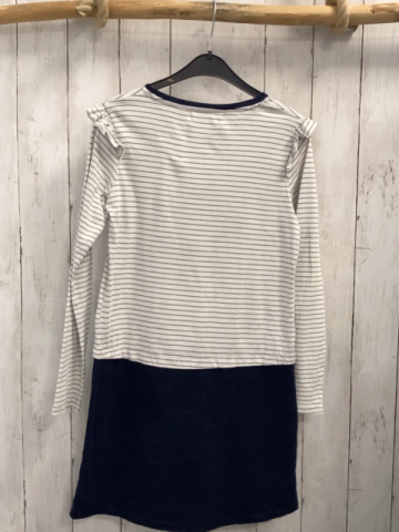 Desigual  Kleid  Gr. 146/152  weiß grau gestreiftes Oberteil mit Sternen mit Pailetten 