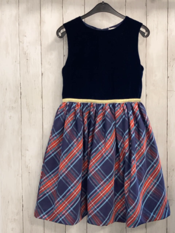 Boden Kleid Gr. 152  Oberteil Samt blau rot hellblau karierter Rock