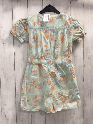 Mango  Playsuit  Gr. 122  mint bunte Blumen + Blätter 