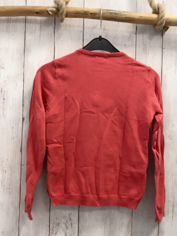 H&M  Pullover  Gr. 122/128  hellrot Strick weißer Plüschpudel mit schwarzer Brille 