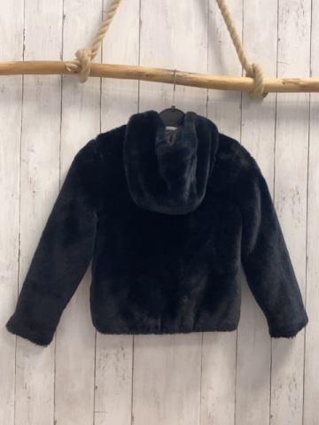   Teddyjacke  Gr. 128  schwarz Kapuze 