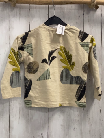 Zara  Langarmshirt  Gr. 104  beige bunte Blätter 