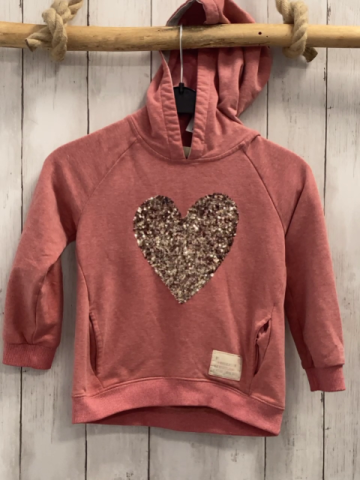 Zara  Pullover  Gr. 110  lachs Kapuze Pailettenherz 