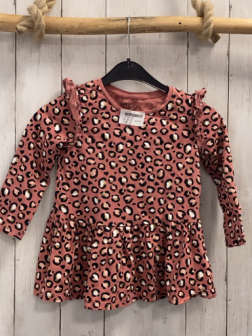   Langarmshirt Gr. 110  lachs schwarz weiß rosa golden bedruckt 