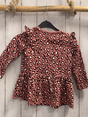   Langarmshirt Gr. 110  lachs schwarz weiß rosa golden bedruckt 