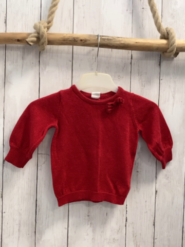 H&M  Pullover  Gr. 68  rot mit Glitzer Strick Rüschen