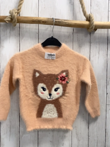   Pullover  Gr. 104  lachs Strick flusig Tier mit Pailettten 