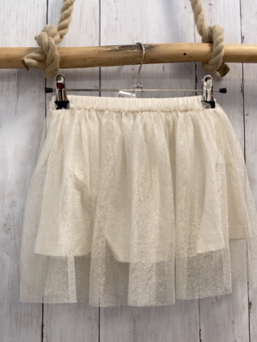 Zara  Rock Gr. 116  creme Tüllüberrock mit goldenen Glitzerpunkten 