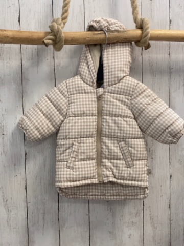 Benetton Jacke  Gr. 68  weiß sand kariert Fleecefutter 