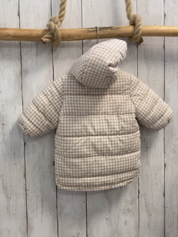 Benetton Jacke  Gr. 68  weiß sand kariert Fleecefutter 