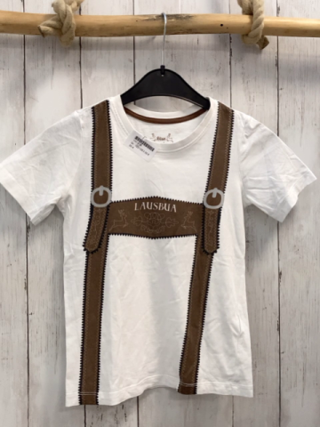  T-Shirt Gr. 122/128  weiß brauner Trachtenlatz 