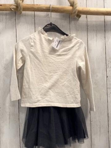 next Kleid Gr. 92  beige Oberteil + grauer Tüllrock