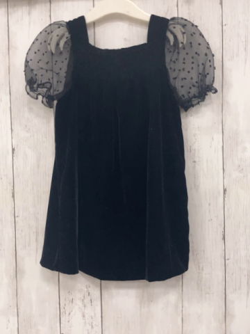 Zara  Kleid  Gr. 104  schwarz Samt transparente Netzärmel mit Punkte 
