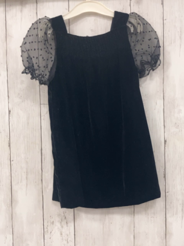 Zara  Kleid  Gr. 104  schwarz Samt transparente Netzärmel mit Punkte 
