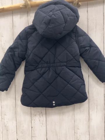 neu Okaidi  Winterjacke  Gr. 98/104  blau Rauten Fellfutter NP 59,99 € 