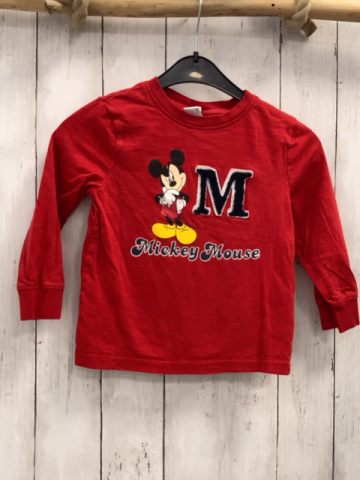 Disney  Langarmshirt  Gr. 104  rot Micky Mouse Schrift 