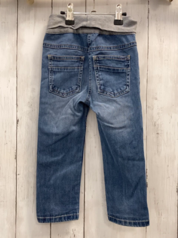 S´Oliver  Hose  Gr. 92  blau Jeans grauer Strickbund weiße Blumen 