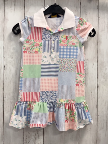 Ralph Lauren  Kleid  Gr. 104  bunte Quadrate mit Karos Streifen + Blumen weißer Kragen 