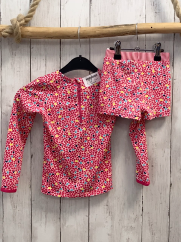 2tlg Steiff  UV-Schutzset  Gr. 104  weiß rot bunte Tropfen 