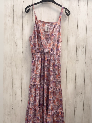   Kleid Gr. L weiß flieder bunte Blumen gesmokter Taillenbereih 