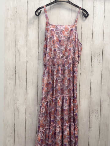   Kleid Gr. L weiß flieder bunte Blumen gesmokter Taillenbereih 