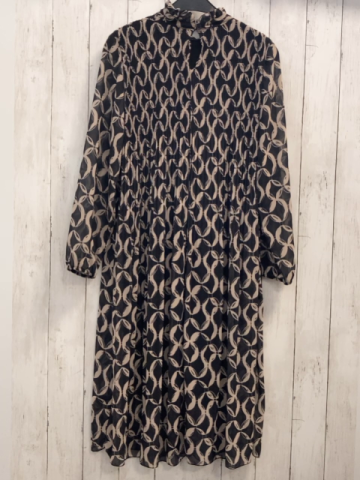  Kleid  Gr. 36  schwarz beige Kettendruck crincled 