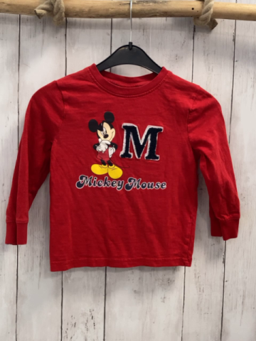 Disney  Langarmshirt  Gr. 104  rot Micky Mouse Schrift 