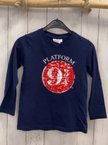 Harry Potter Langarmshirt  Gr. 116  blau Pailettenbild Schrift 