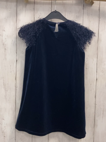 neu Boboli  Kleid  Gr. 110  blau Samt Schulterbereich mit Fransen NP 59,90 €  