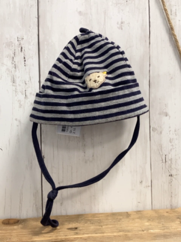 Steiff Mütze Gr. 47  blau grau gestreift