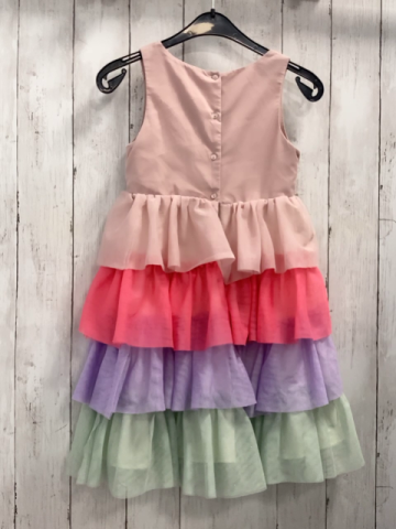 H&M  Kleid  Gr. 116  rosa Oberteil mit Pailetten bunte Tüllrüschen 