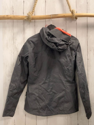 Jack Wolfskin  Regenjacke  Gr. 164  grau Kapuze lachs Schrift + Futter 